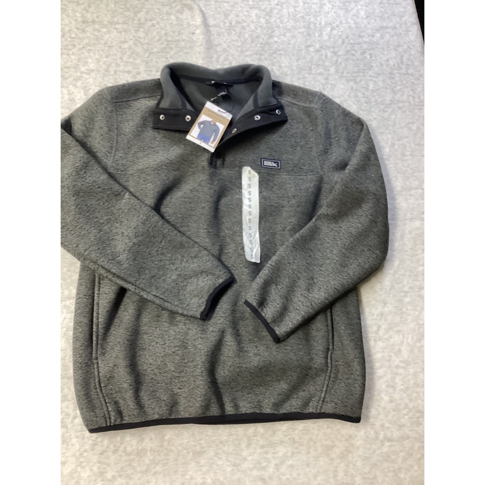 Eddie Bauer Mens Gray Sweater Fleece Snap Mock Neck Pullover EB008606 Small NWT